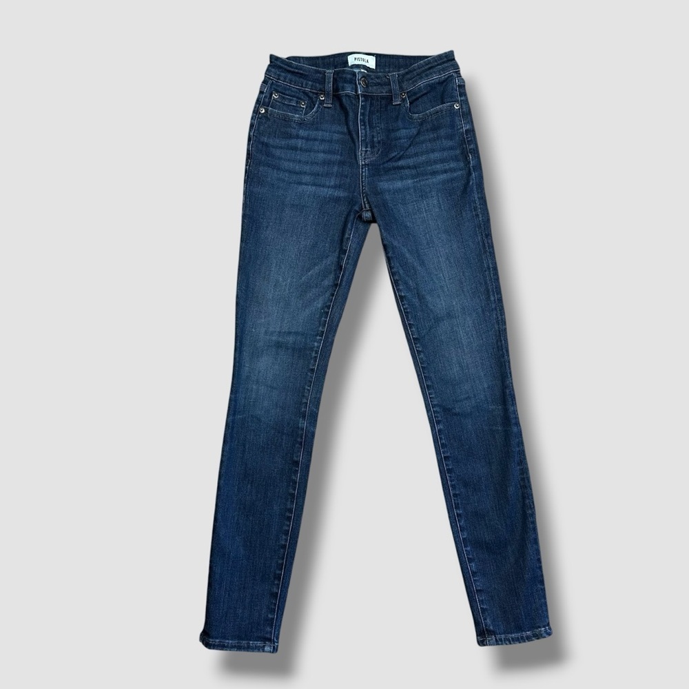 Pistola Audrey Mid Rise Skinny Crop Size 25 Campus Dark Wash